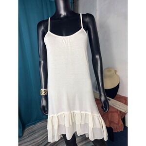Grace & Lace Cream Ruffle Slip Dress Sleeveless Casual Summer Dress Size S‎